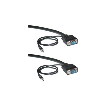 Cable Wholesale Shielded SVGA Cable with 3.5mm Audio, Black, HD15 Male, Coaxial Construction, Double 10H1-29125